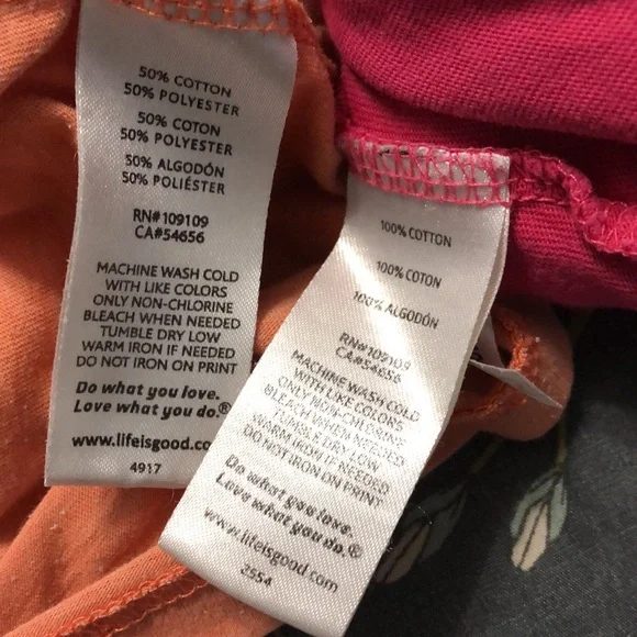 Bundle of Two “Life is Good” Graphic Tee Shirts in Pink and Orange Size Small - Picture 9 of 9